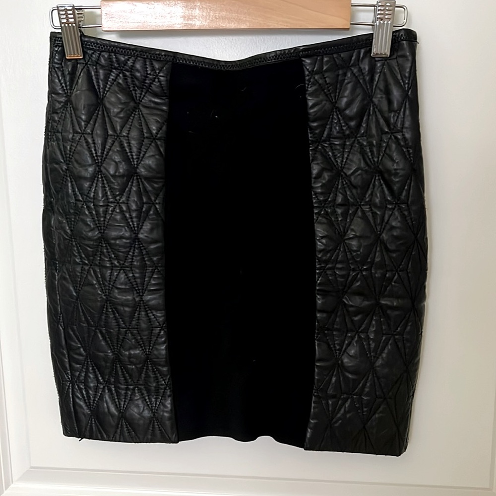 Nanette Lepore Tufted leather mini skirt